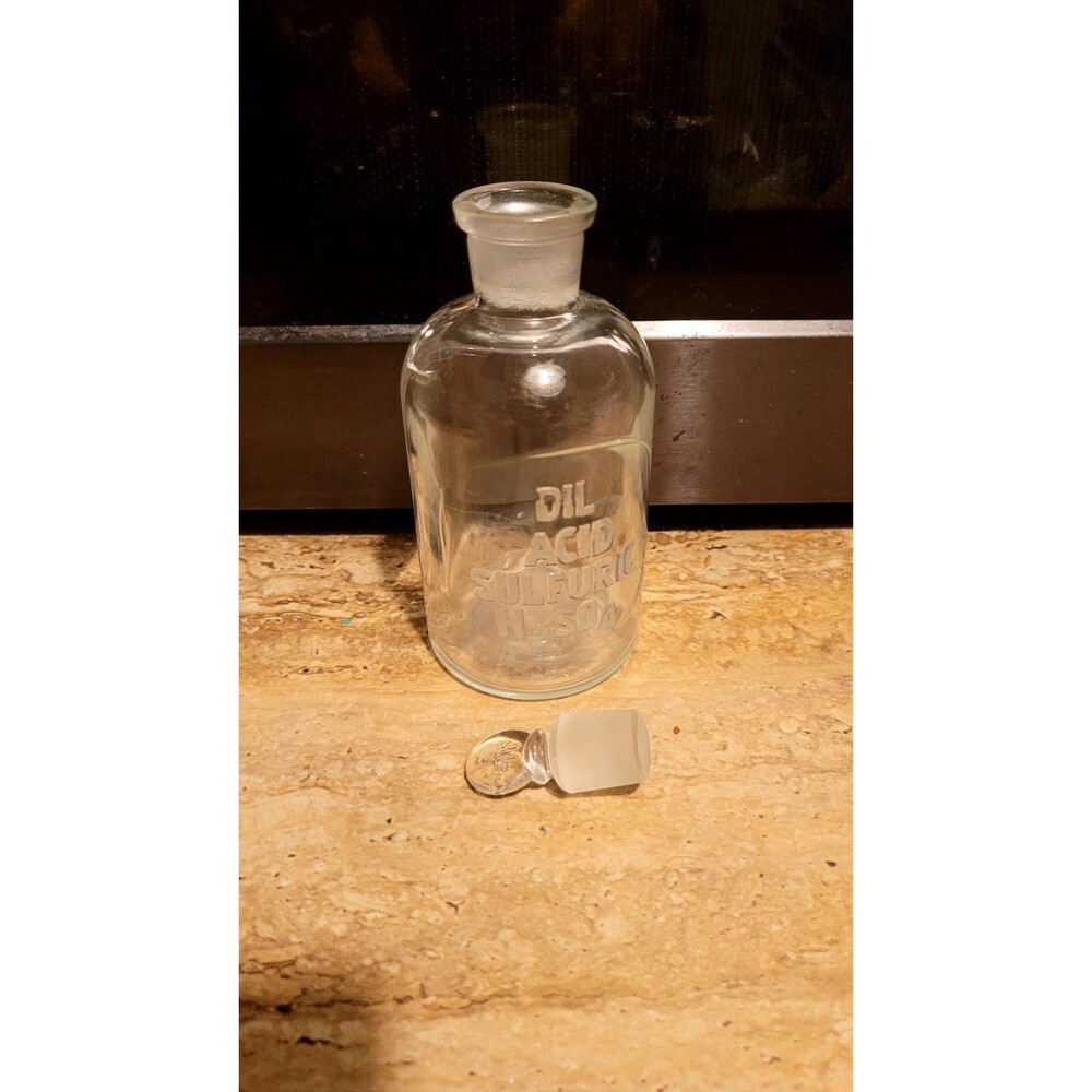 Vtg Wheaton DIL ACID SULFURIC H2SO4 Chemical Apothecary Medicine Bottle READ